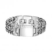 316L Stainless Steel Bracelet with Engraving Plate & Double Chains on each side