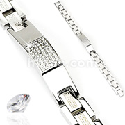 316L Stainless Steel CZ Stones Tag with Aztec Link Bracelet