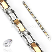 316L Stainless Steel IP Coffee with CZ Stones Inlayed Bracelet