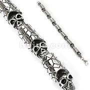 316L Stainless Steel Bracelet with Skull & Scale Link