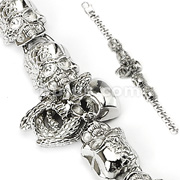 316L Stainless Steel Skull and Snake Bracelet