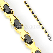 316L Stainless Steel Bracelet with Gold & IP Black X-ShapeLinks