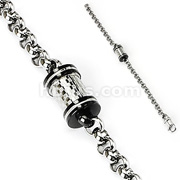 316L Stainless Steel Bracelet with Round Checkered Cylinder