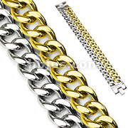 Stainless Steel and IP Gold Dual Band Bracelet