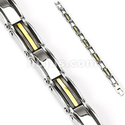 316L Stainless Steel Bracelet with Gold & IP Black Links