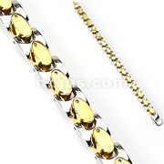 316L Stainless Steel Bracelet with IP Gold Plated Links