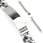 316L Stainless Steel Bracelet with Round Linked Chains & Engraving Plate