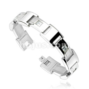 316L Stainless Steel Bracelet with Square Crystal Inlayed Links