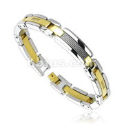 316L Stainless Steel Bracelet with 4 Small Chain Design and GD Plated Links