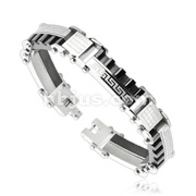 316L Stainless Steel Half Tribal Logo and Half Segmented Blocks Bracelet