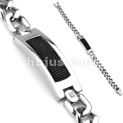 316L Stainless Steel Chain Bracelet with Multi Small Black Chain Plate