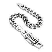 316L Stainless Steel Chain Bracelet with Tribal Design Rectangle