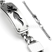 316L Stainless Steel Chain Braclet with Lock and CF Fire Plate