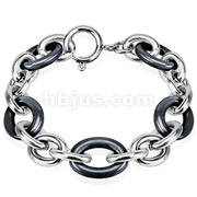 Ceramic and Stainless Steel Link Chain  Bracelet