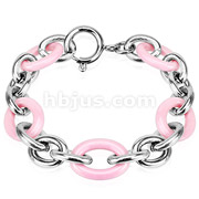 Ceramic and Stainless Steel Link Chain  Bracelet
