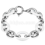 Ceramic and Stainless Steel Link Chain  Bracelet