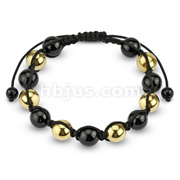 Bracelet with Stainless Steel Black & Gold IP Metallic Beads