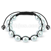 Bracelet with Light Teal Pearlish Beads
