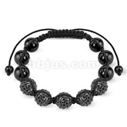 Bracelet with 5 Black Ferido CZ Balls with Metallic Beads