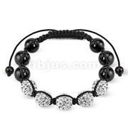 Bracelet with 5 Clear Ferido CZ Balls with Metallic Beads