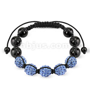 Bracelet with 5 Light Blue Ferido CZ Balls with Metallic Beads