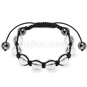 Bracelet with Clear Faceted Balls and Metallic Beads