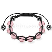 Bracelet with Pink Faceted Ball and Metallic Beads