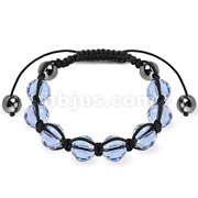 Bracelet with Light Blue Faceted Ball and Metallic Beads