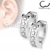 Pair of 316L Surgical Stainless Steel Hoop Earring with 5 Star Logos