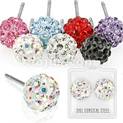 Pair of 316L Surgical Steel Stud Earring with Multi Crystal Ferido Ball
