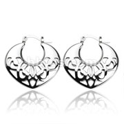Pair of 316L Stainless Steel 'Crescent Moon' Filigree Heart Click-Top Earrings
