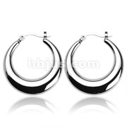Pair of 316L Stainless Steel 'Crescent Moon' Round Click-Top Earrings