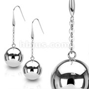 Pair of 316L Surgical Stainless Steel Earring with Large 20mm Light Steel Ball
