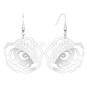Pair of 316L Surgical Stainless Steel Micro Thin Laser Cut Rose Dangle Earring