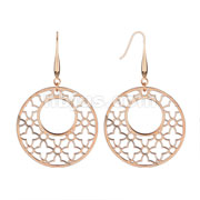 Pair of Rose Gold IP Over 316L Surgical Stainless Steel Micro Thin Laser Cut Ornament Dangle Earring