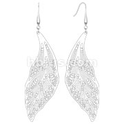 Pair of 316L Surgical Stainless Steel Micro Thin Laser Cut Leaf Dangle Earring