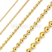 PVD Gold Over 316L Stainless Steel Ball Chain Necklaces
