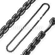 316L Stainless Steel IP Black Square Chain Necklace