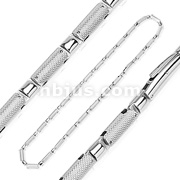 316L Stainless Steel Textured Cylinder Link Necklace