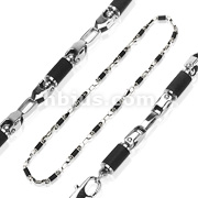 316L Stainless Steel and Rubber Two Tone Fancy Necklace