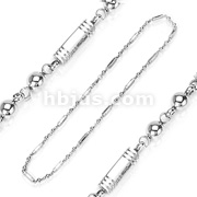 316L Stainless Steel Hexagonal Cylinder and Bead Necklace