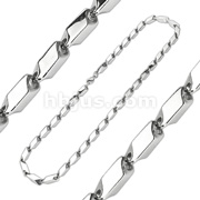 316L Stainless Steel Wide Prism Cut Link Necklace