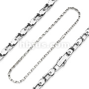 316L Stainless Steel Bicycle Chain Style Necklace WIth Square Links