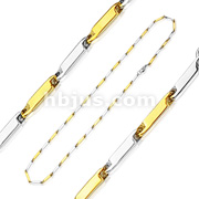 316L Stainless Steel IP Gold Two Tone Prism Link Necklace