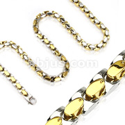 316L Stainless Steel Duo Tone Gold IP Square Links Necklace