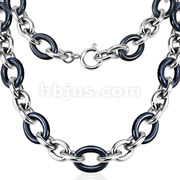 Ceramic and Stainless Steel Link Chain  Necklace