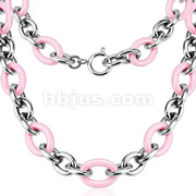 Ceramic and Stainless Steel Link Chain  Necklace