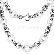 Ceramic and Stainless Steel Link Chain  Necklace