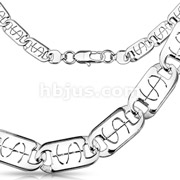 Stainless Steel Flat Money Sign Engraved Link Necklace