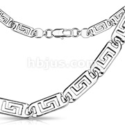 Stainless Steel Flat Hollow Maze Engraved Link Necklace